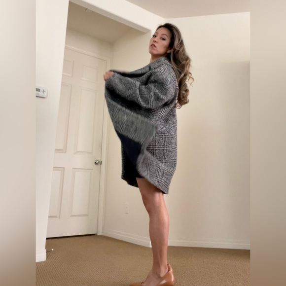 Theory Easy Town Navy Multi Plaid Wool Coat Jacket - Picture 6 of 15